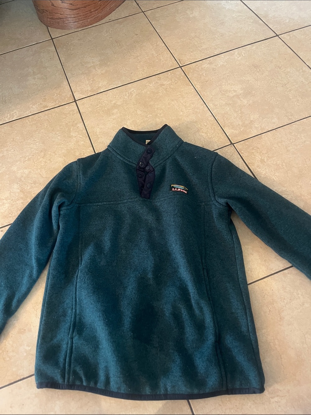 L.L. Bean Men's Dark Teal Zip-Up Fleece Pullover